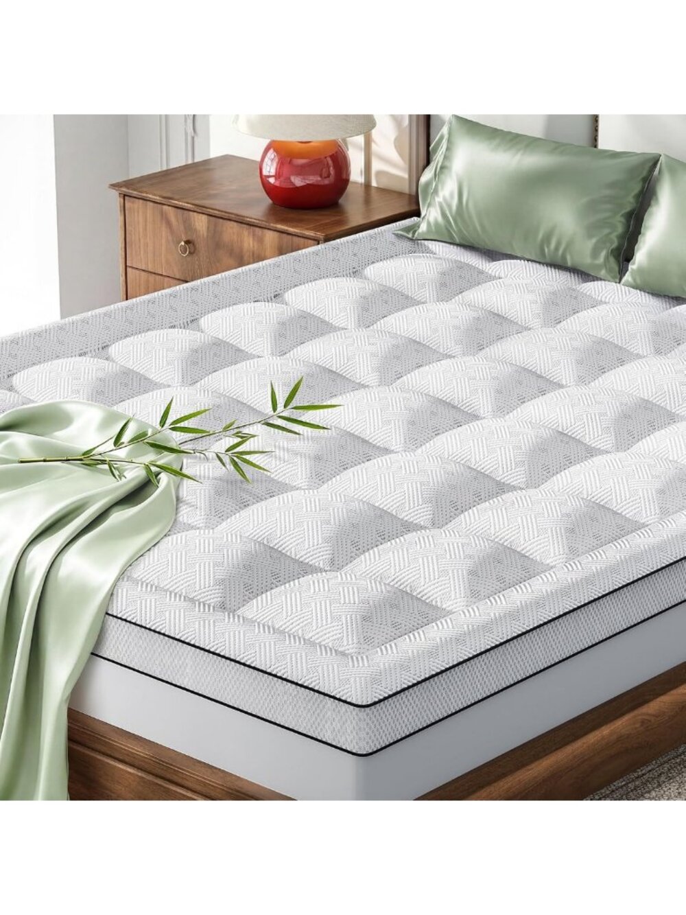3-Inch Twin Mattress Topper - Bamboo Viscose, Thick Pillow Top for Comfort